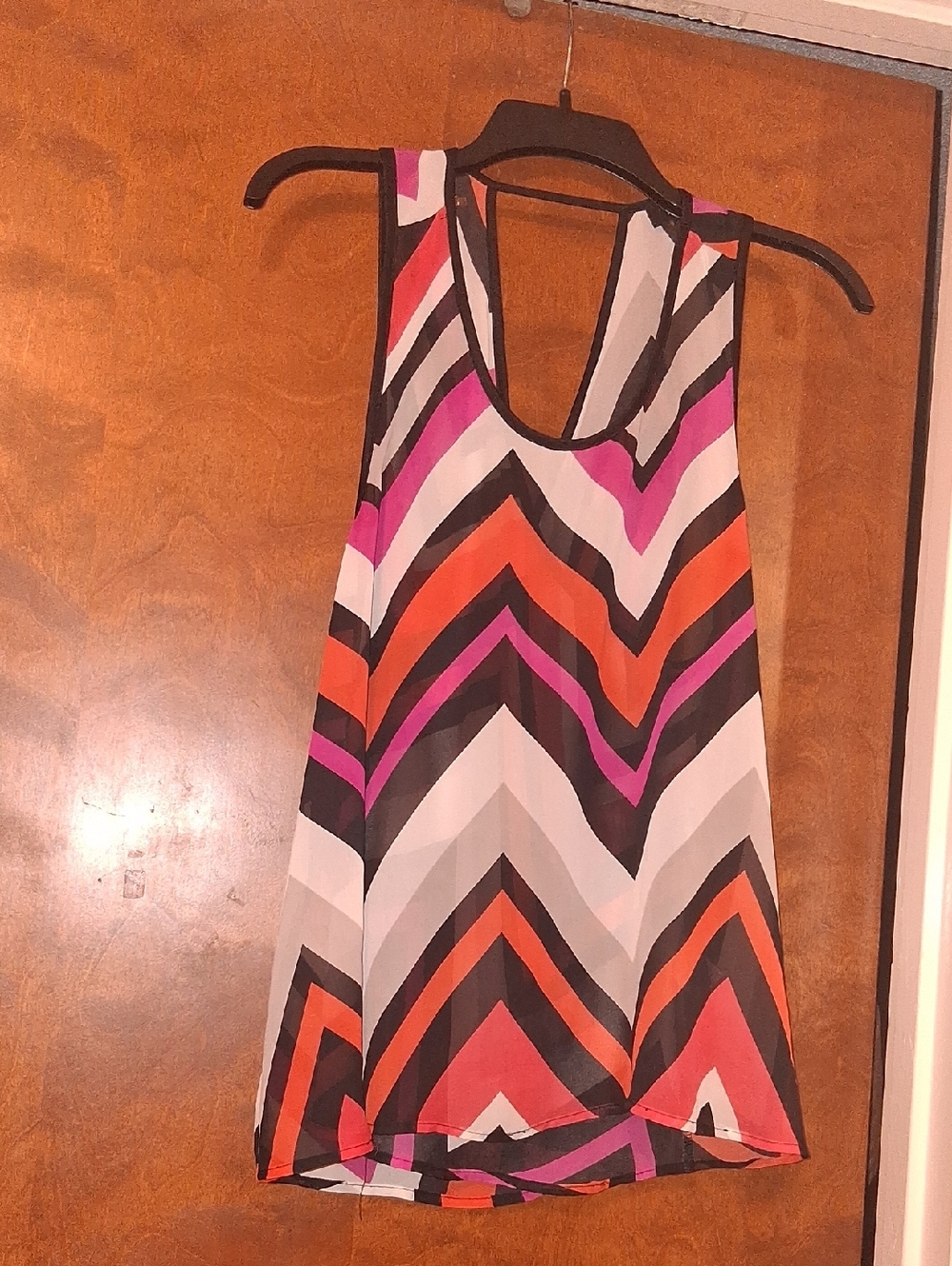 love J Sleeveless Chevron Tank Top - Pink, Orange, Black & White
